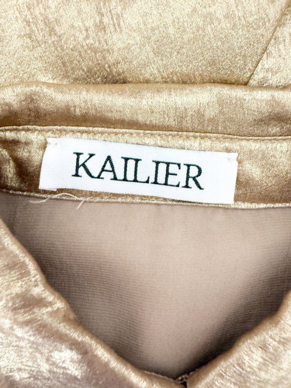 KAILIER Metallic Gold LSV Button-Down Shirt M - Picture 7 of 10